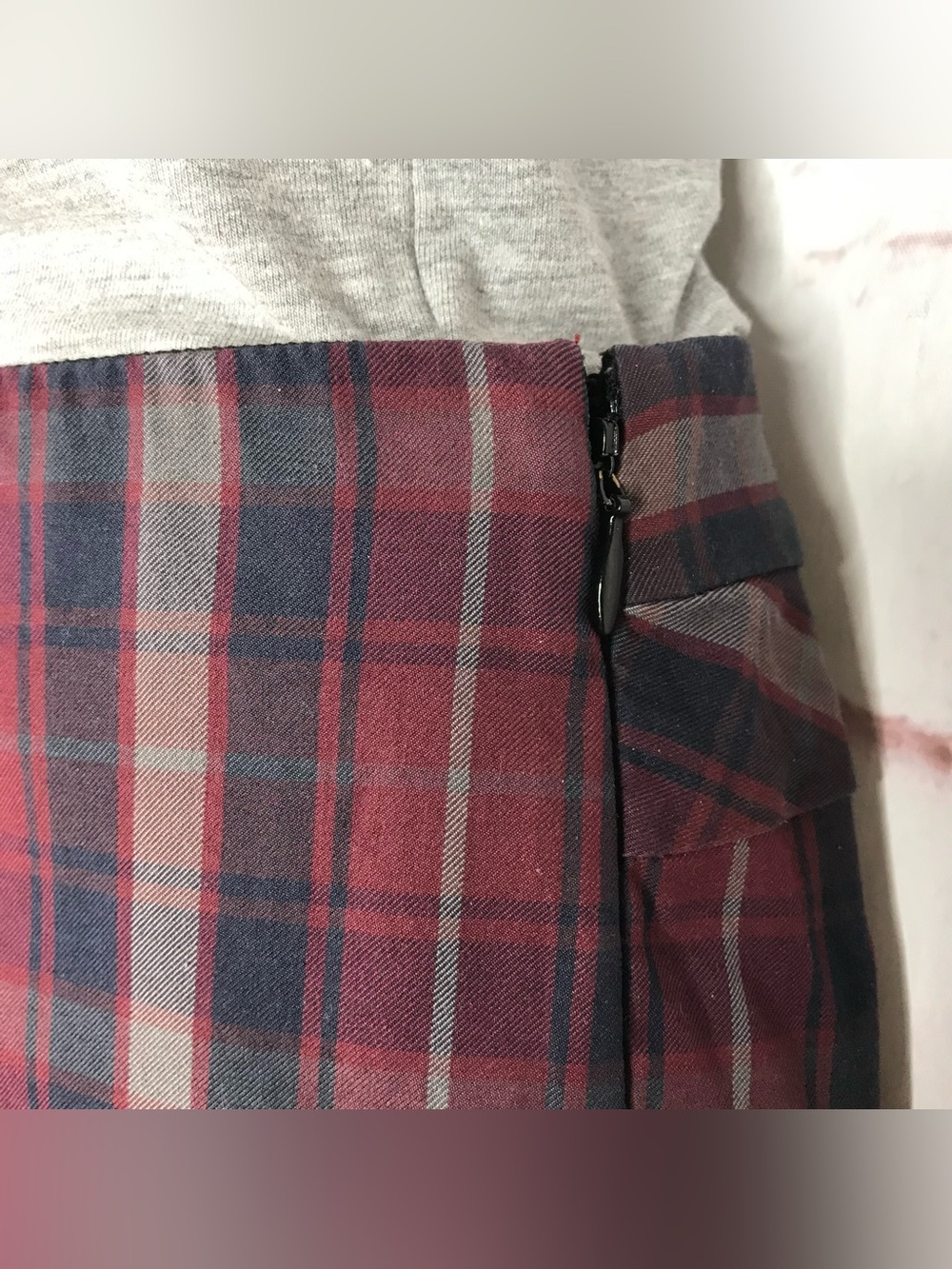 RAG & BONE Simone Burgundy Navy Grey Plaid High Rise Ankle Cropped Pants Size 4 - Picture 15 of 16